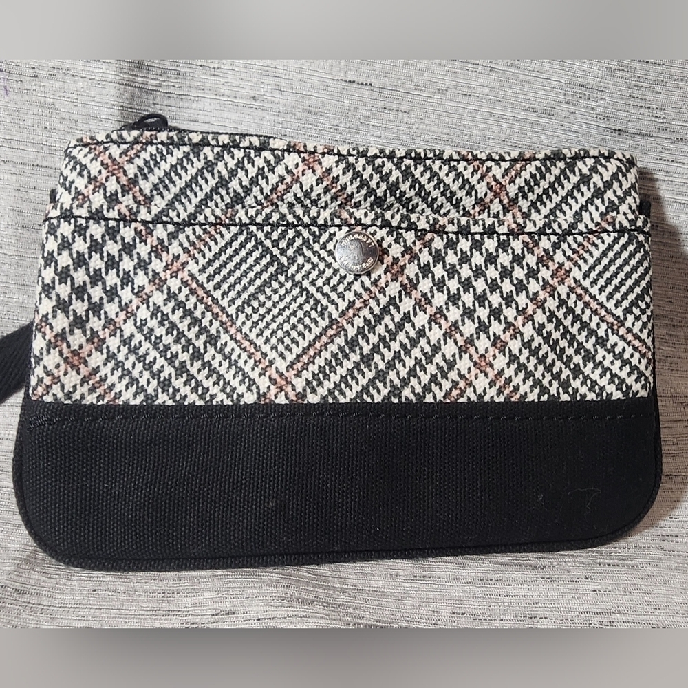 Lands’ End Wristlet 7.5 x 5 black/white/red Cotton Hoodstooth